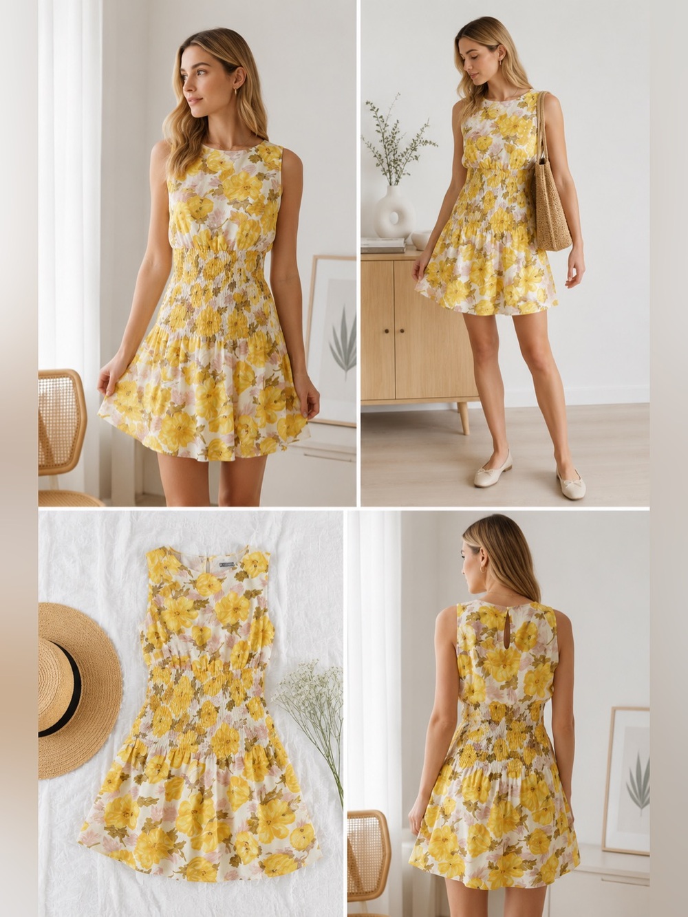 FAITHFULL THE BRAND Novalee linen boho‎ Mini Dress in Yellow size 6 Scandi girl